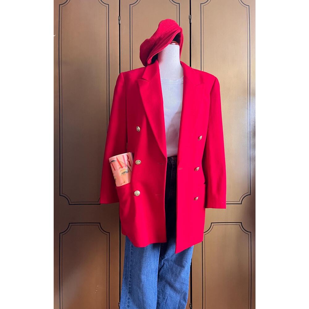 Vintage blazer jacket in red wool, size 6